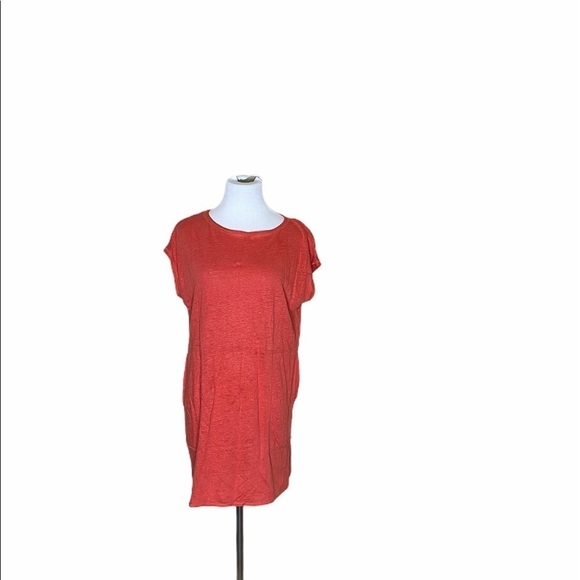 Eileen Fisher Organic Linen coral orange dress - Picture 1 of 6